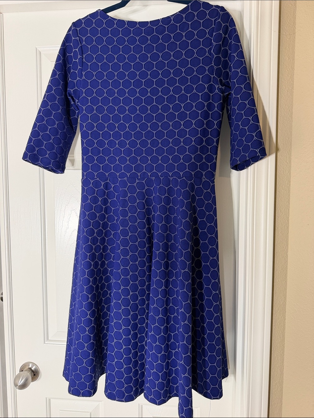 Leota Royal Blue Midi Dress with Circle Print